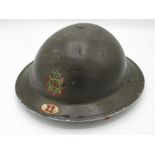WWII period British auxiliary fire service steel helmet complete with liner and chin strap with
