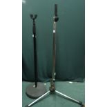 Euromet chromed microphone stand with telescopic boom arm and another with shock mount clip in black