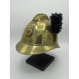 WWI period French fire helmet with side feather hackle (lacking liner)