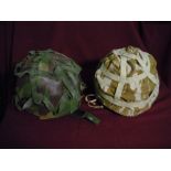 British issue combat 95 combat helmet with DPM cover and similar tank helmet with desert DPM