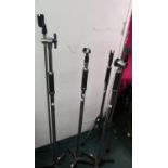 Four Valan Atlas pump microphone stands, two with telescopic boom arms (4)