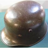 WWI period German M16 steel helmet with liner stamped TJ66