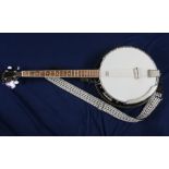 Koda Beo tenor banjo with Remo weatherking banjo batter head, mahogany neck and and resonator,