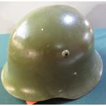 Bulgarian 1936 patent steel helmet with leather liner and chinstraps (axis country until 1944