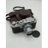 Leicea chrome body IIIA with a leitz wetzlar summar 5cm F2 lens with genuine Leica Ever Ready