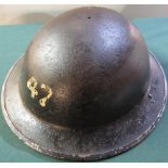 British WWII period steel helmet with black finish and "47" to the front (lacking liner, possible