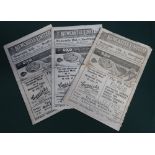 Six Newcastle United home programmes for season 1948, v Liverpool (friendly), Doncaster, Barnsley,