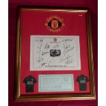 Framed and mounted Manchester United signed commemorative montage of signatures from season 2005/