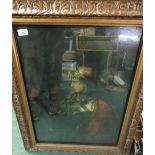 Large heavy gilt framed prints of a knight with shield and lance 64cm x 80cm