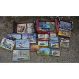 Large collection of revell, airfix, mach italeri and other helicopter kit models mostly unmade and