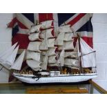 A wooden built scale model of a sailing ship (star clipper) L90cm x H70cm