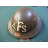 British WWII period auxiliary fire service 1938 - 41 (AFS) steel helmet area 11 with liner and