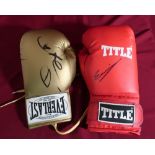 Two boxing gloves with unknown signatures (no COA) (2)