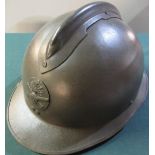 French WWII period Adrian patent steel helmet with artillery badge to the front (re-finished/re-