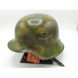 WWII period German Luftwaffe Normandy camo helmet with unrolled edge (Airforce Ground Troops