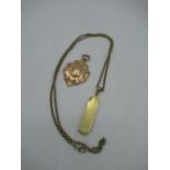 9ct gold belcher chain necklace with lobster claw clasp and drop pendant (AF) L53cm 7.4g and a 9ct