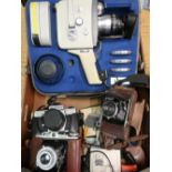 Cased Agfo Movex Reflex City camera with various accessories, a Praktica MTL50, a Voigtlander
