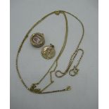 9ct gold box chain necklace with spring ring clasps L44cm 4.1, a 9ct gold hallmarked St