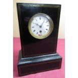 3/4 19th C French ebonised case with brass stringing white enamel dial, a single train movement