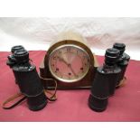 H.A.C. 1930s walnut cased Westminster chiming mantle clock, Optomax 20x50 binoculars, Tohyoh 12 x 50