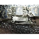 Siam silver and enamel bracelet with matching bar brooch stamped Sterling Thailand, sterling