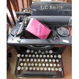 L. C. Smith typewriter, black finish with QWERTY keyboard, supplied by Martin's of Marketplace,