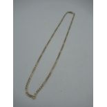 9ct gold 3mm Figaro chain necklace with spring ring clasp (AF) L54cm 10.3g