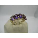 9ct gold amethyst half hoop eternity ring size P 1/2