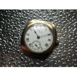 1930s Waltham hand wound wristwatch circular dial with subsidiary seconds in 9ct gold cushion case