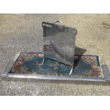Silvercraft fireguard with a similar fire curb and a small Chinese blue ground hearth rug (3)