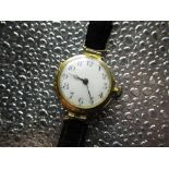 Late 19th C early 20th C LeCoultre & Cie lady's hand wound wristwatch, gold cased tested to 18ct