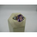 9ct gold amethyst & blue topaz ring size L 1/2