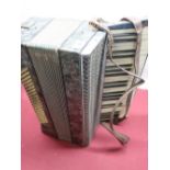 1950s Mazzini "Mozart" piano accordion in marbleised metallic grey Bakelite case, chromium plated