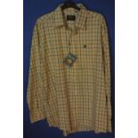 Alan Paine Ilkley gents long sleeved cotton shirt, colour four check olive, size XL