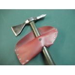 Hand axe, steel head stamped USA with leather belt sheath