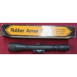 Boxed Sterling Bisley Deluxe rubber armour scope, 4x40, L32cm