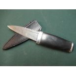 Sgian-Dubh type knife with 3 1/4 inch damascus blade with modern silver hallmarked mounts and