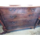 Geo.III mahogany chest two short and three long graduated cock beaded drawers with brass swan necked