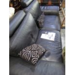 Natuzzi large two seat electric touch sensitive reclining two seat black leather sofa W225cm