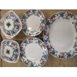Royal Cauldon Victoria pattern part dinner service including two covered serving bowls and a meat