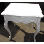 French Rococo style white finish side table with single drawer and cabriole legs, W60cm x D64cm x