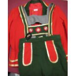 WAYNE SLEEP COLLECTION - Pair of green cotton lederhosen with gilt braiding and a matching jacket