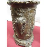 Late C19th German jardinière stand, relief decorated with rams heads and wild boar and stag