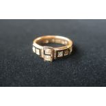 Victorian Hallmarked 15ct gold mourning ring inset with sea pearls and hair stamped 15.625,