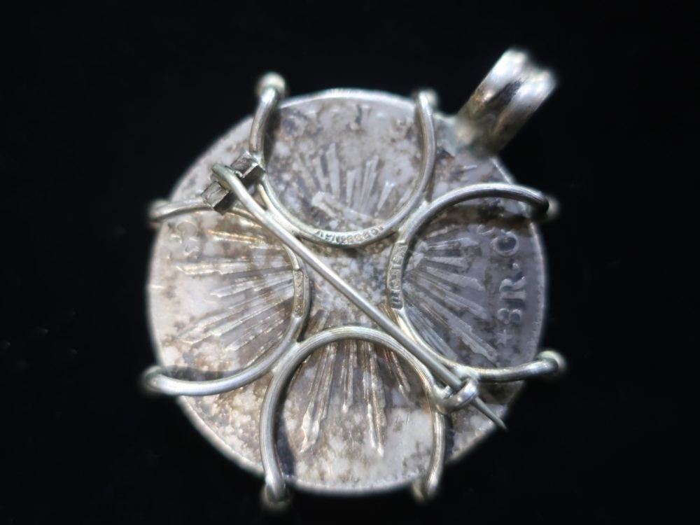 Hallmarked Sterling silver coin brooch, two Hallmarked Sterling silver sovereign cases gross 2.25ozt - Image 8 of 8