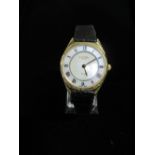 Rotary 1895 Ladies Rotary quartz wrist watch, gold plated case on brown leather strap with gold