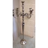 C20th cast aluminium four branch floor standing candelabra H129cm