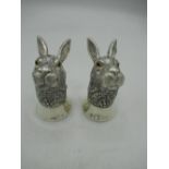 Pair of silver plated condiments in the form of hares