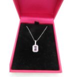18ct gold white gold pink sapphire and diamond pendant necklace of 90 points