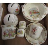 Royal Doulton "Bunnykins" baby feeding bowls, 2 Royal Doulton Bunnykins money boxes, Royal Doulton